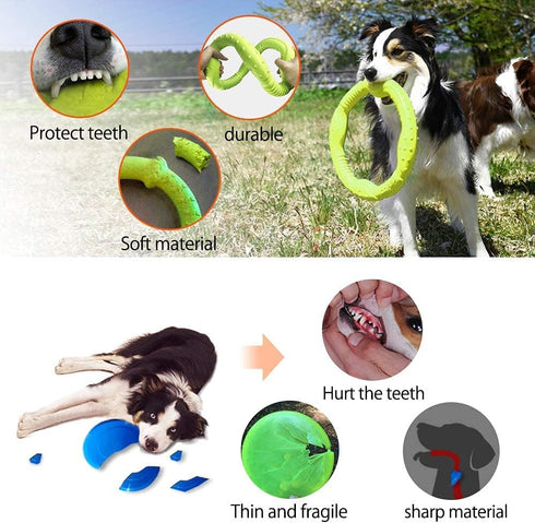 LaRoo Dog Toys for Aggressive Chewers, Floatable Dog Flying Disc, Interactive Tug Toy, Dog Ring Toy, Funny Teething Toys