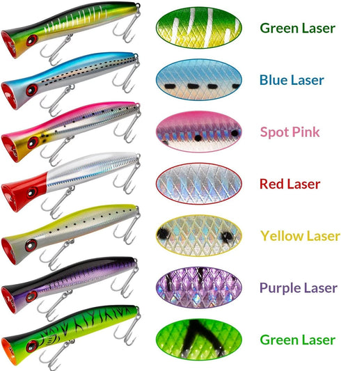 THKFISH Topwater Fishing Lures, Saltwater Popper Lures with Strong Hook