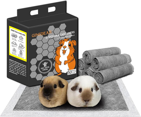 GINIDEAR Guinea Pig Bedding, Disposable Guinea Pig Cage Liners, Charcoal Odor Controlling Absorbent