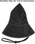 Unisex Cotton Boonie Hat, Packable Summer Outdoor Fishing Bucket Hat with String