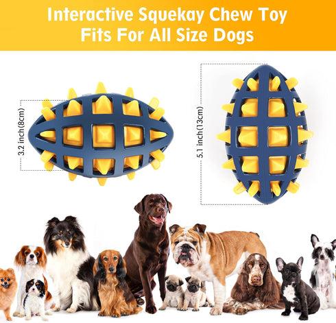 Dog Spiky Toy Ball with Squeaker, Floating Chewing Fetching and Interactive Play (2pc Kit)