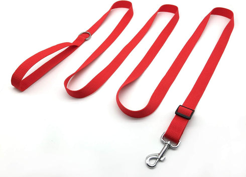 10FT Adjustable Dog Leash, Nylon for Medium Large Dogs (Red)