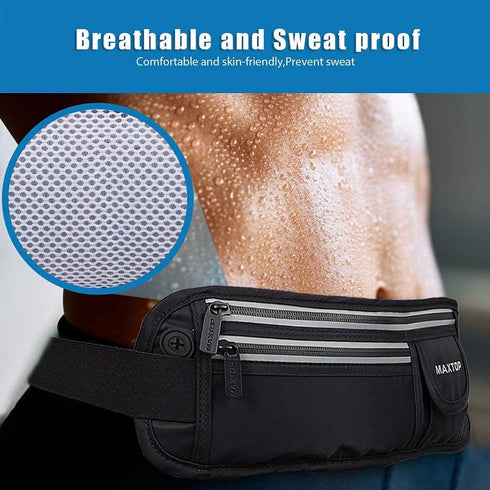 Slim Running Belt Fanny Packs for Women Men, Reflective Waist Pack Phone Holder for Fitness Workout, Water Resistant