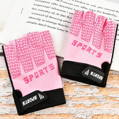 OVOY Kids Girls Boys Durable Fingerless-Gloves,Non-Slip Exercise Gloves for Riding Outdoor