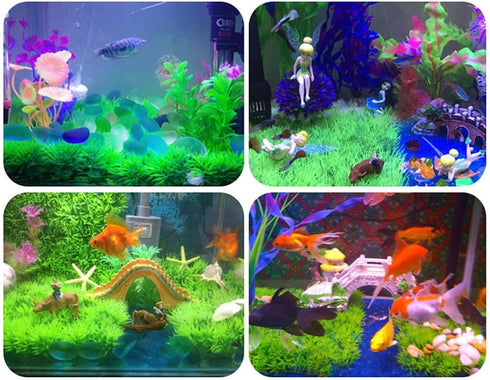 kathson 3 PCS Artificial Plastic Grass Mat Decorations for Freshwater, Saltwater Tropical Fish Tank Decor