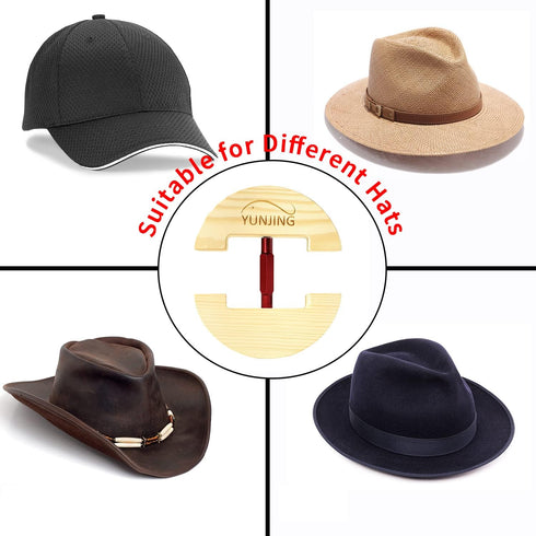 YUNJING Hat Stretcher, Wooden Adjustable Buckle, One Size Fits All from 6-1/2 to 9-1/2