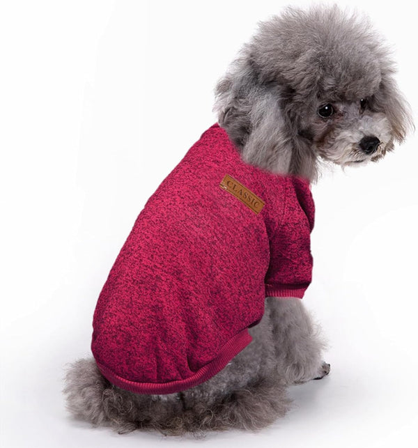 Jecikelon Dog Clothes, Soft Puppies Sweater Winter Outfit for Dogs Small XXS XS Cat Apparel (Medium, Wine)