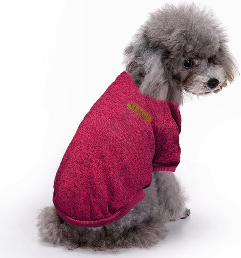 Jecikelon Dog Clothes Sweater for Small Dogs XXS XS - Winter Warm Outfit (Wine Red, S)