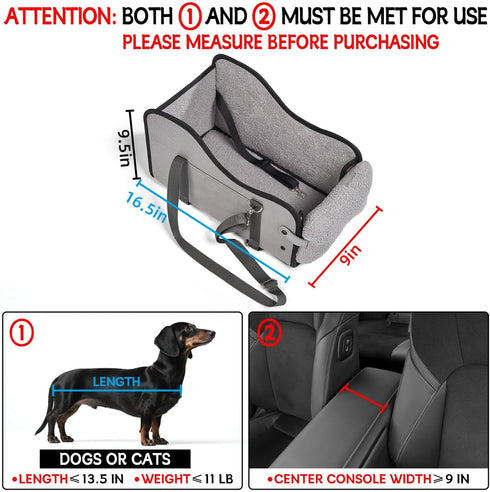 TKYZ Center Console Dog Car Seat,Pet Puppy Car Seat,Middle Console Dog Armrest Booster Seat for Small Dogs(Gray)