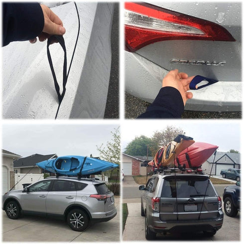 Quick Hood Loops Trunk Anchor - Kayak Tie Downs Straps, Secure Lashing Point, 2 Pairs