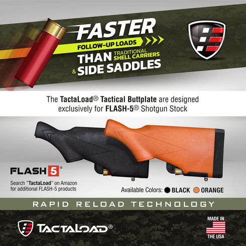 Tactical Buttplate for Flash-5 Gun Stock, 5 Shell Holder, Ammo Storage - Hunting Gear and Accessories