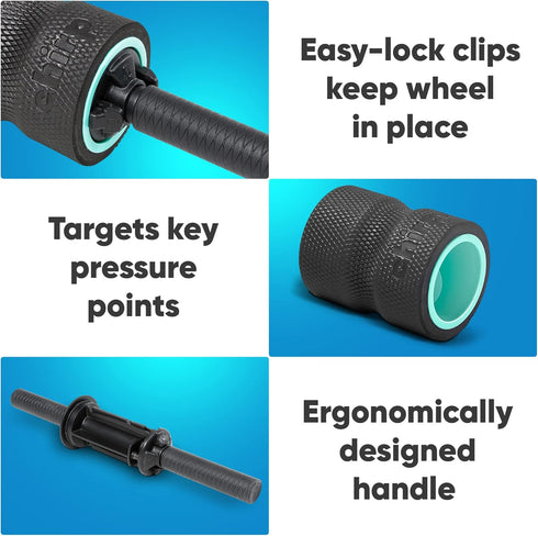 4" 500 lbs Chirp Focus Muscle Roller, Focus Wheel and Roller Handle in One, On-The-Go Muscle Massage Tool, Stretching