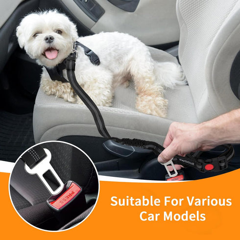 (1 Pack) BWOGUE Pet Dog Cat Seat Belt Reflective Car Dog Headrest Restraint Leash Elastic Buffer Bungee Adjustable