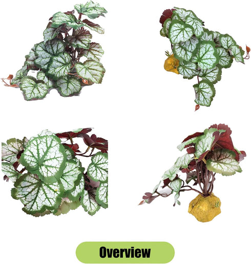 Woyrise Reptile Artificial Plants for Terrarium Decor, Amphibian Habitat Hideout Bearded Dragon Tank Decorations fit