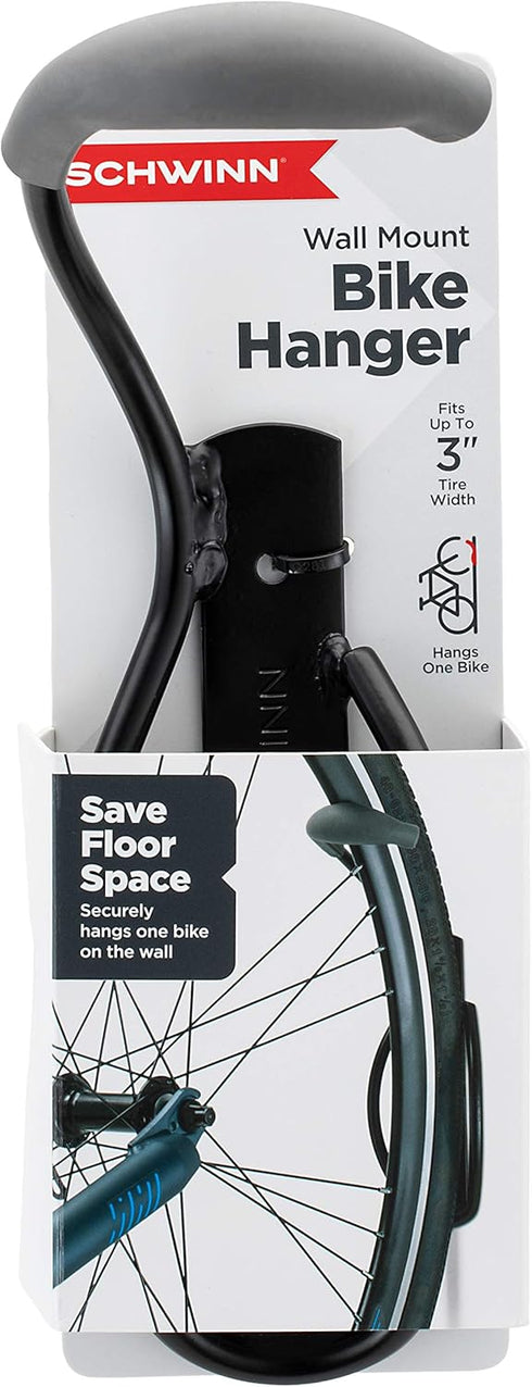 Schwinn Bike Hook Wall Mount - Vertically Store Bike, Holds Up to 50 lbs., Space Saver, Black
