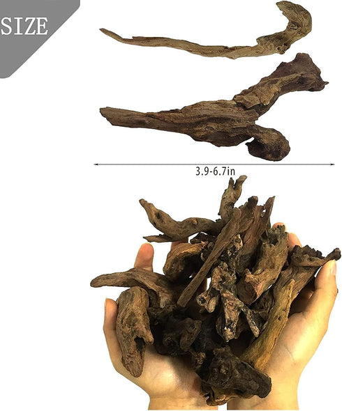 Hamiledyi 10 PCS Natural Driftwood Branches for Fish Tank Habitat Decor, Sinkable Reptile Tree Log Decorations