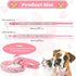 2 Pieces PU Leather Dog Collar, Pink Rhinestone Pet Collar with Flower Pattern, Adjustable Bling Puppy Collar (S:11-13