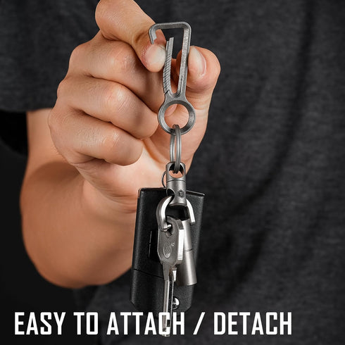 KeyUnity KM01 Titanium EDC Keychain Clip with Bottle Opener, Quick Release Carabiner Key Ring