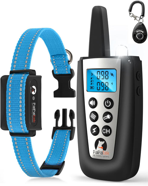 PaiPaitek Dog Bark Collar with Remote 3300ft Range - Automatic Shock Collar for Small Medium Large Dogs