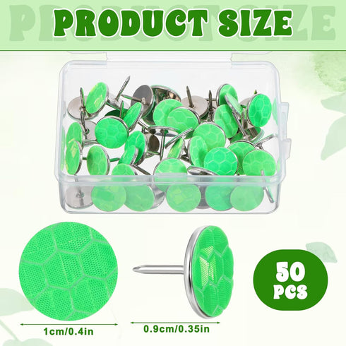 Tweruna 50 PCS Green Reflective Trail Markers, Reflective Tacks for Trail Marking, Green Thumb Tacks for Hunting Hiking