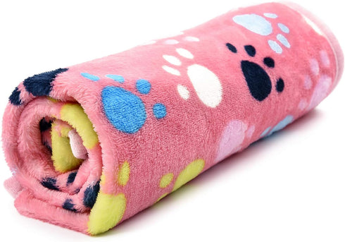 kiwitatá Flannel Throw Dog Blankets for Puppy & Cat, Soft Warm Fleece, Cute Paw Print Pet Sleep Mat (30"X41")