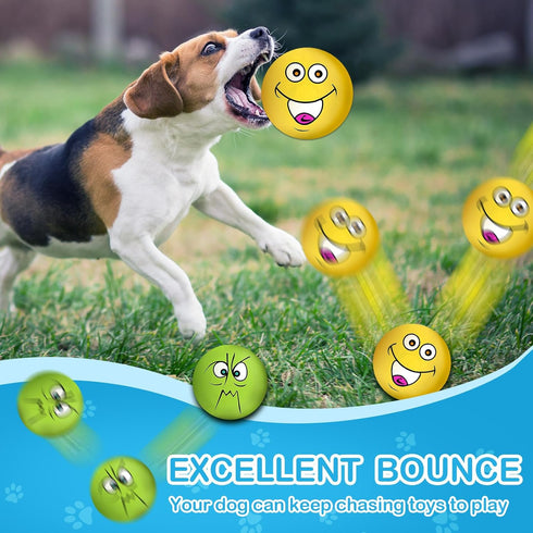 Coricorsu 3.14" (6PCS) Squeaky Dog Toys Funny Smile Face Chewing Latex Rubber Soft Fetch Play Interactive Squeaky Dog