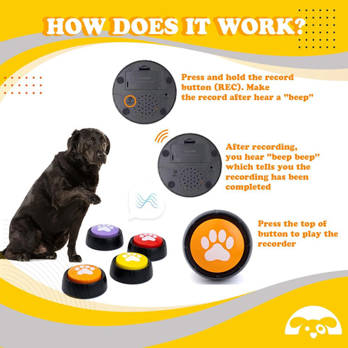 PetnBeyond Dog Talking Buttons - 4 PCS Communication Starter Pack for Pet Voice Training