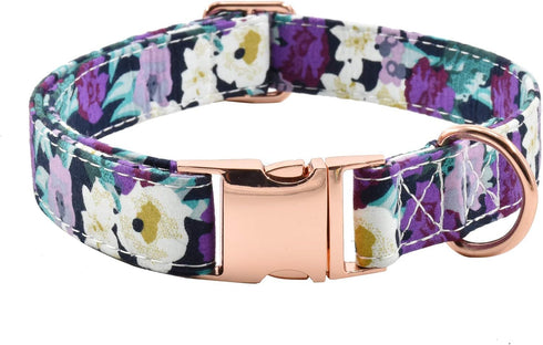 Metal Buckle Dog Collar - Durable Adjustable Soft Collar for Small Medium Large Dogs (M(13-18in), Flower5)