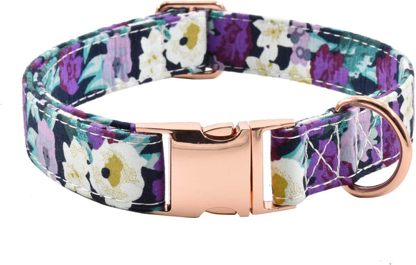 Metal Buckle Dog Collar - Durable Adjustable Soft Collar for Small Medium Large Dogs (M(13-18in), Flower5)