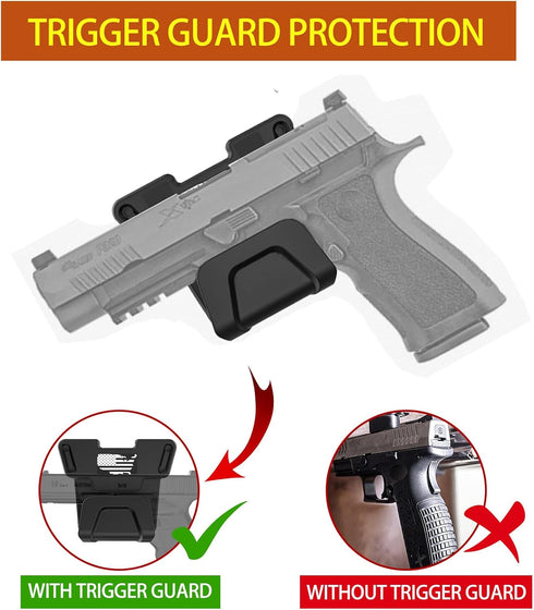 Gun Racks with Safety Trigger Guard, Concealed Magnetic Handgun Holder for Car/Truck/Desk/Wall, No-Drill Installation