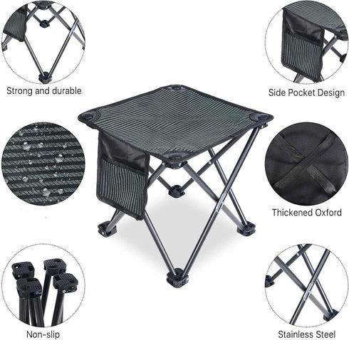 Tevaibo 13.7 Inch Bag(400 LBS Camping Stool Portable, Folding Stool for Outdoor Gardening, Fishing, BBQ, Hiking
