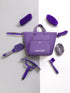 (12-Piece): Horse Grooming Kit Brushes, Storage Bag, Sweat Scraper, Mane Comb, Grooming Gloves - Purple Horse Gifts