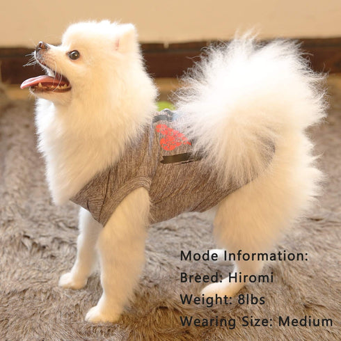Dog Shirts Love Puppy Shirt Mommy Dad, Sleeveless Vest T-Shirt for Dogs Cats, Apparel (Large, Grey-Pet)