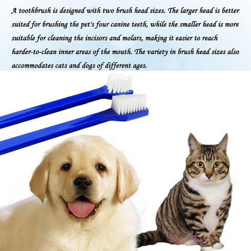 200PCS Set, 5 Pet Toothbrush Colors Dual-Ended Dog Cat Tooth Brushes Bulk for Small Medium Large Dogs Cats, Soft
