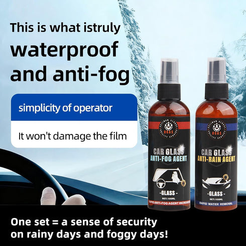 Generic 2 Pack Car Windshield Water Repellent & Anti-Fog Treatment, Quick & Easy Defogging Interior/Exterior Glass
