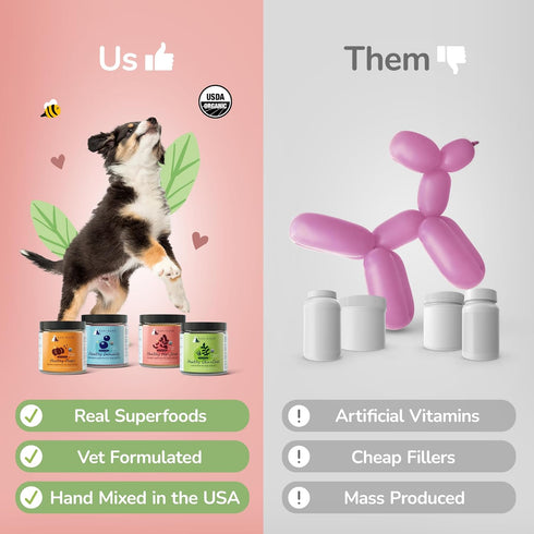 kin+kind Organic Pumpkin Powder for Dogs & Cats, Natural Formula with Flax Seed, Ginger, Turmeric, Coconut - 8oz