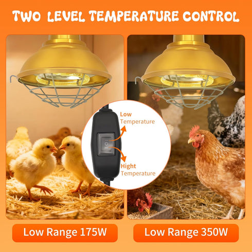 Abustle pig Bulb, 600W 2-Mode (350, Chicken Coop Heater with Carbon Fiber Heat Lamp for Chickens Brooder, Chicken