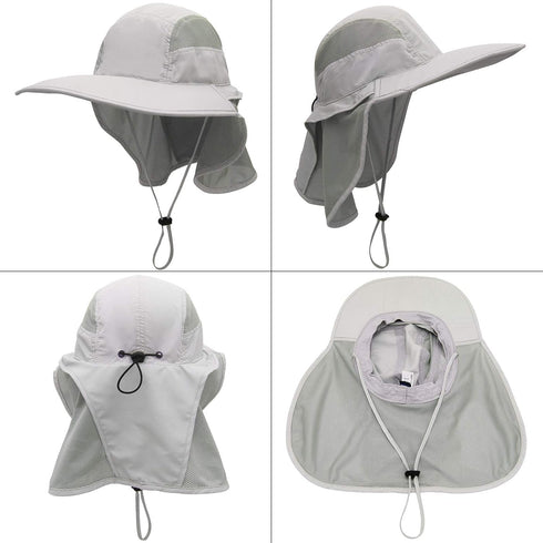 Surblue Wide Brim Sun Hat with Adjustable Neck Flap, UPF50+ Hiking and Fishing Hat for Men and Women