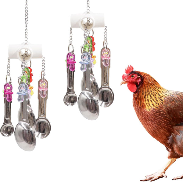 BingegePet 2 Packs Chicken Enrichment Toys with Colorful Decor and Shining Bells, Chicken