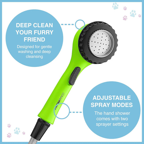 Deluxe Indoor/Outdoor Pet Washer - Dog Shower Attachment with Dual Connectors, Soft Rubber Massage Fingers, Dual Spray