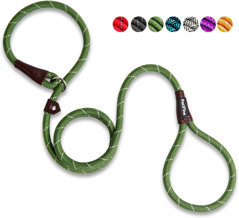 PetiFine 6FT x 1/2" Slip Lead Dog Leash, Reflective Durable Adjustable Nylon Rope for Small Medium Large Dogs (Green)