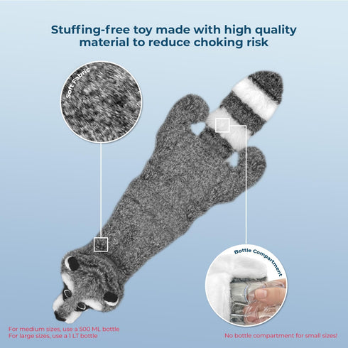 Best Pet Supplies Stuffless Squeaky Dog Toys - Raccoon, Small, 2-in-1 for Indoor Play