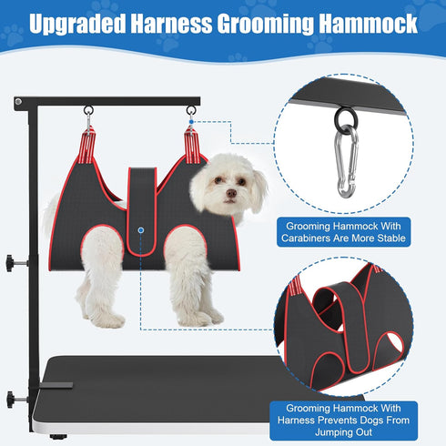 Clamp,35" Hammock Dog Grooming Arm with Pet Grooming Table Arm with Adjustable No Sit Haunch Holders,Dog Grooming Table