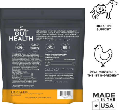 Dogswell Gut Health Slices Functional Dog Treats, Chicken 8 oz. Bag