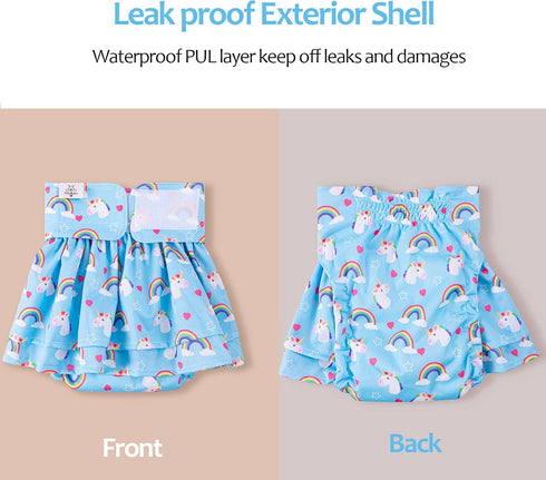 3 Pack QBD01XS CuteBone Female Dog Diapers with Skirts Reusable Puppy Dresses Pants for Heat Cycle Period