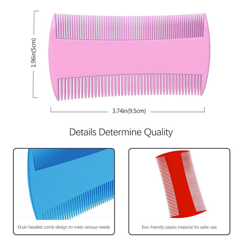 Double-Sided Pet Grooming Comb Set, 6-Pack Flea and Lice Combs with Rounded Teeth, Professional Dematting Tool