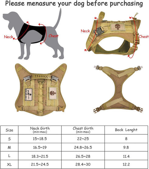 Tactical Service Dog Vest Harness, K9 Military Molle Vest for Outdoor Training, Wear-Resisting with Rubber Handle