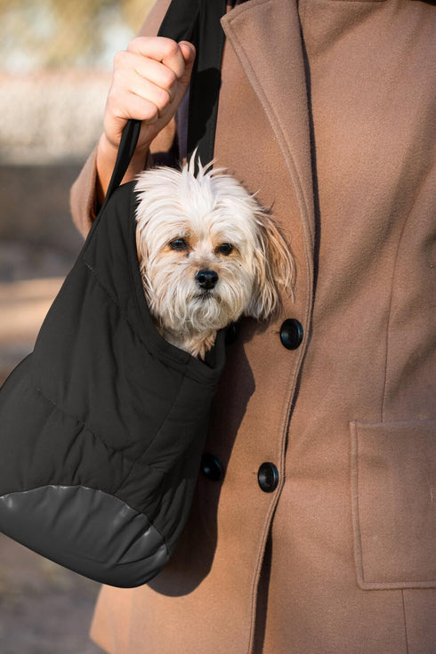 Cozy Plush Pet Carrier Purse - Lightweight Tote Design for Small Dogs and Puppies, Secure Harness Clip (Black)