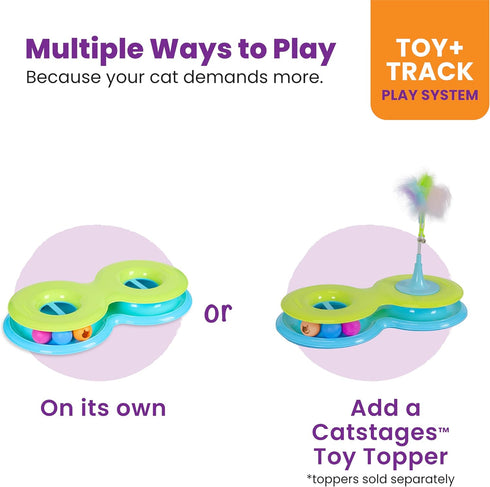 Figure-8 Catstages Infinity Ball Track for Cats with Two Balls, Including One Light-Up Ball, Shaped Cat Ball Track