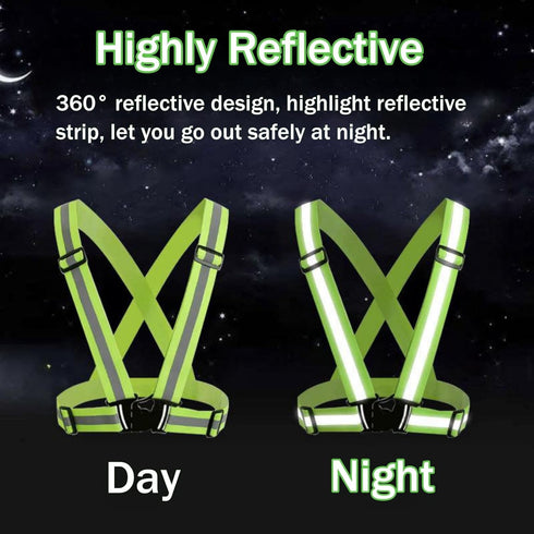 Reflective Running Gear Set, 3 Pcs: Reflective Vest, Armband, and Belt, High Visibility Night Cycling Walking Safety